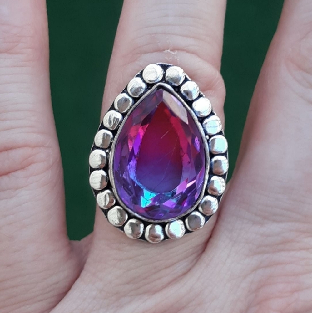 *** Sale *** New Bi-Color Tourmaline 925 Silver Ring. 
